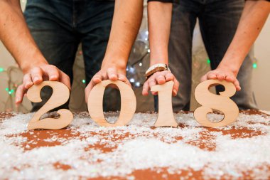 2018 un Noel sanat tasarım el rakamlar yılbaşı dekorasyon vintage yazma