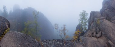 Güzel Sibirya manzara. Kaya kenarında. Panorama