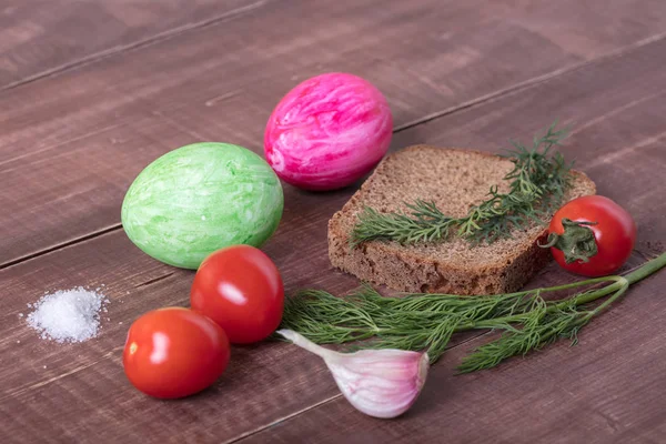 Tomatoes Greens Egg Very Tasty Breakfast — Stock Photo, Image