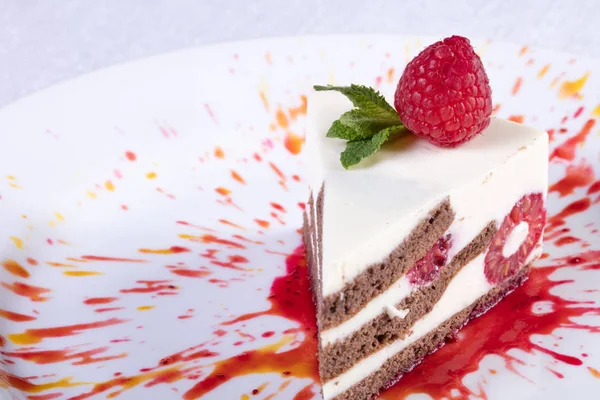 Torta Molto Saporita Con Marmellata Lamponi — Foto Stock