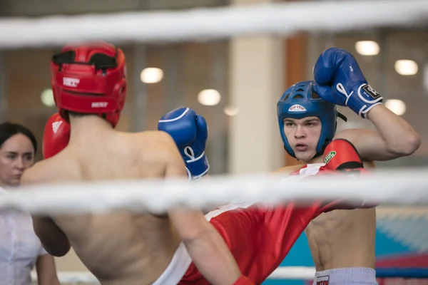 Ogólnorosyjski Konkurs Xvlll Cup Siberia Rosja Krasnojarsk Lutego 2020 Kickboxing — Zdjęcie stockowe