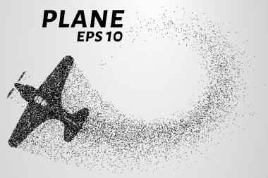 Parçacıklar boyutunda. Uçak küçük daire oluşur. Vektör çizim