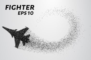 Parçacıkların savaşçısı. Savaşçı silüeti küçük daireler var. Vektör çizim