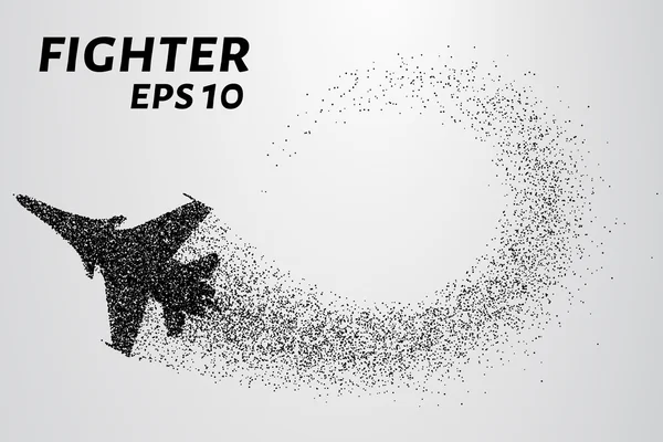 Parçacıkların savaşçısı. Savaşçı silüeti küçük daireler var. Vektör çizim