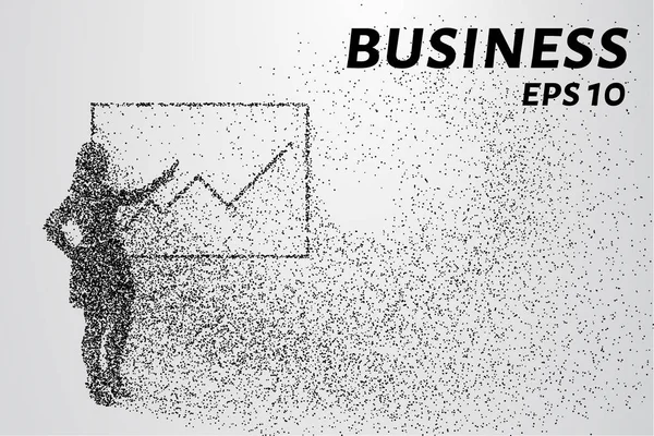 Affärskvinna av partiklarna. Flickan visar diagrammet tillväxt. Vektorillustration — Stock vektor