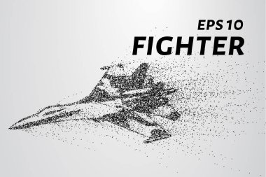 Parçacıkların savaşçısı. Savaşçı silüeti küçük daireler var. Vektör çizim