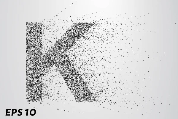 Lettre K des particules. La lettre K se compose de cercles et de points. Illustration vectorielle — Image vectorielle