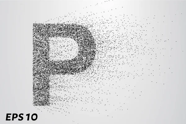 Lettre P des particules. La lettre P se compose de cercles et de points. Illustration vectorielle — Image vectorielle