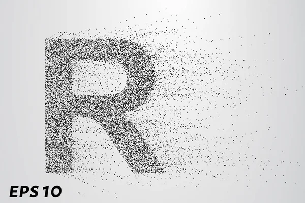 Lettre R des particules. La lettre R se compose de cercles et de points. Illustration vectorielle — Image vectorielle