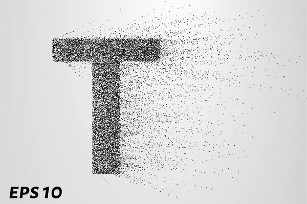 Mektup T parçacıklar. T harfinin daireler ve noktaları oluşur. Vektör çizim