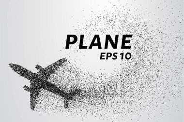 Parçacıklar boyutunda. Uçağın küçük moleküller parçalandı. Uçak çıkartıyor.