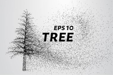 Parçacıklar ağacı. Ağaç küçük daire ve noktalar Rüzgar gözyaşları. vektör çizim.