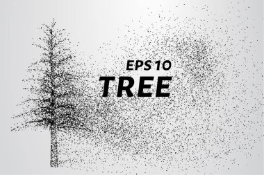 Parçacıklar ağacı. Ağaç küçük daire ve noktalar Rüzgar gözyaşları. vektör çizim.