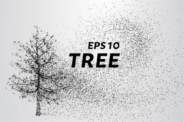 Parçacıklar ağacı. Ağaç küçük daire ve noktalar Rüzgar gözyaşları. vektör çizim.