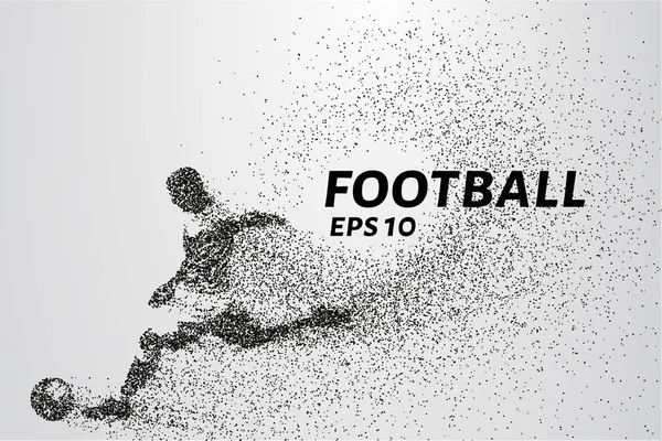 Parçacıkların futbolu. Bir futbolcunun silueti puan ve çemberlerden oluşur. Vektör illüstrasyonu