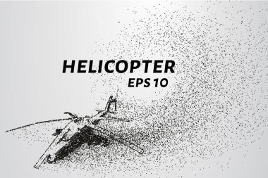Parçacıkların helikopter. Helikopter silüeti küçük daire ve noktalar oluşur. Vektör çizim