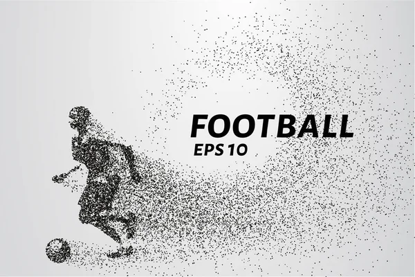 Futebol das partículas. A silhueta de um jogador de futebol compõe-se de pontos e círculos. Ilustração vetorial — Vetor de Stock