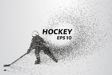 Parçacıkların hokeyi. Hokey küçük moleküllere ayrılır. Vektör illüstrasyonu