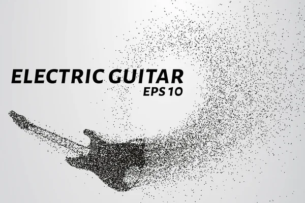 Guitarra eléctrica de las partículas. Guitarra eléctrica consta de círculos y puntos. Ilustración vectorial — Vector de stock