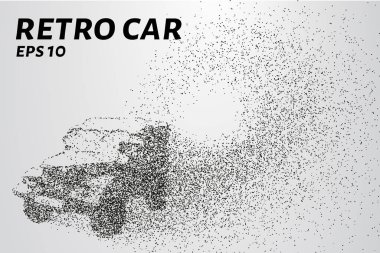 Parçacıkların Retro vagonu. Eski araba daireler ve noktalardan oluşur. Vektör illüstrasyonu