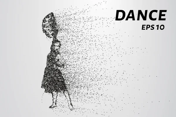 Dans parçacıkların. Dansçı siluet daireler ve noktaları oluşur. Vektör çizim