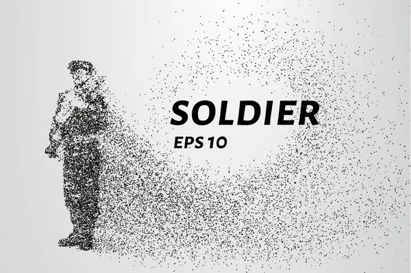 Parçacıkların askerleri. Savaşçı çemberlerden ve noktalardan oluşur. Vektör illüstrasyonu