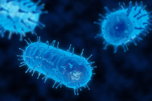 3D render egy baktérium. A vírus megfertőzi az immunrendszer sejtek. — Stock Fotó