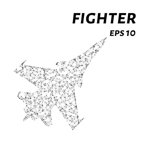 Dövüşçü noktalar, çizgiler ve üçgenlerden oluşur. Beyaz arka plan vektör illüstrasyonunda dövüşçü silueti şeklinde çokgen şekli