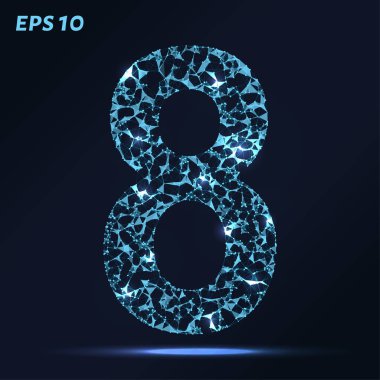 Mektup 8 puan, çizgiler ve üçgenler oluşur. Vektör çizim.