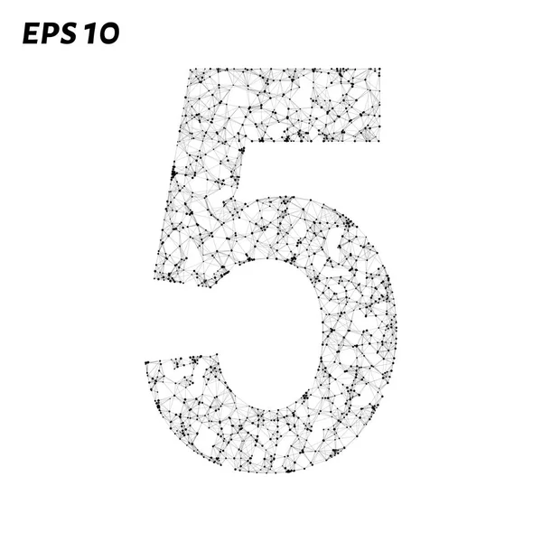 Mektup 5 puan, çizgiler ve üçgenler oluşur. Vektör çizim.