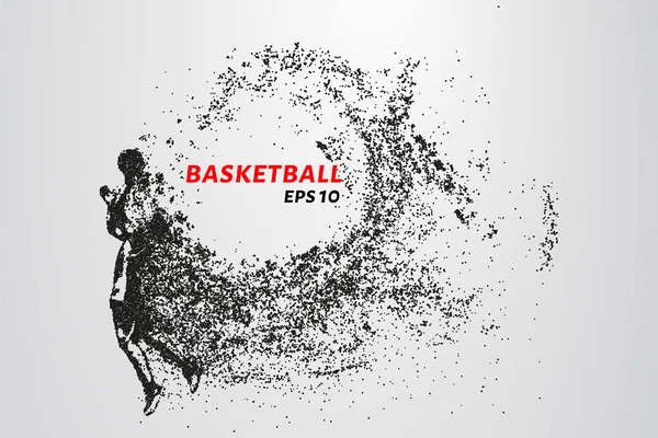 Partiklarnas basketboll. Basket spelare siluett består av cirklar och punkter. Vektorillustration. — Stock vektor