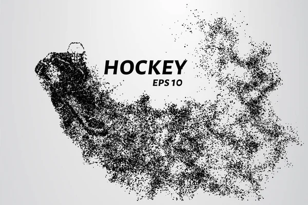 Хоккеист частиц. Силуэт хоккеиста состоит из очков. Векторная иллюстрация — стоковый вектор