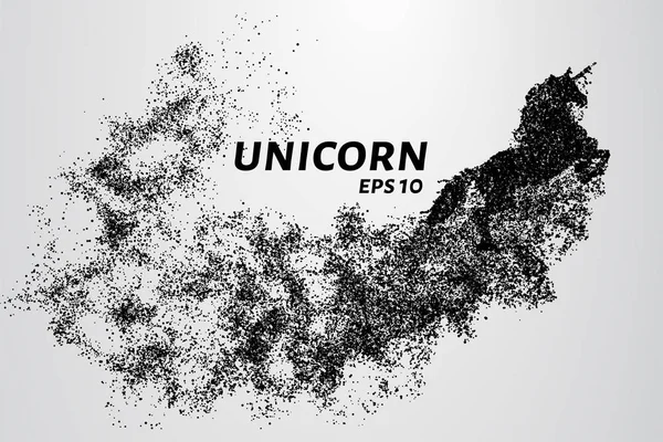 Parçacıkların tek boynuzlu atı. Tek boynuzlu at küçük daireler ve noktalardan oluşur. Vektör illüstrasyonu