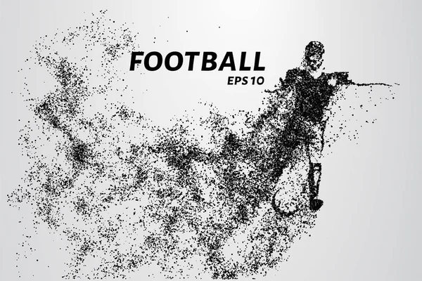 Silhouette d'un footballeur des particules. Le joueur se compose de petits cercles . — Image vectorielle