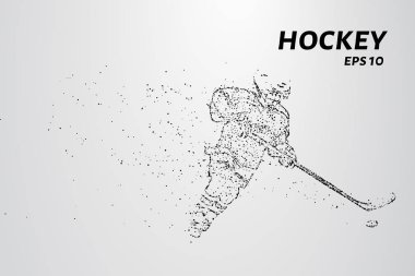 Parçacıkların hokeyi. Hokey küçük moleküllere ayrılır. Vektör illüstrasyonu.