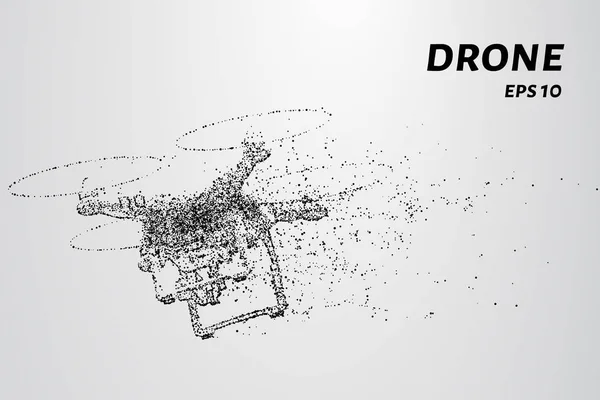 Parçacıkların dronu. İnsansız hava aracı daireler ve noktalardan oluşur. Vektör illüstrasyonu.