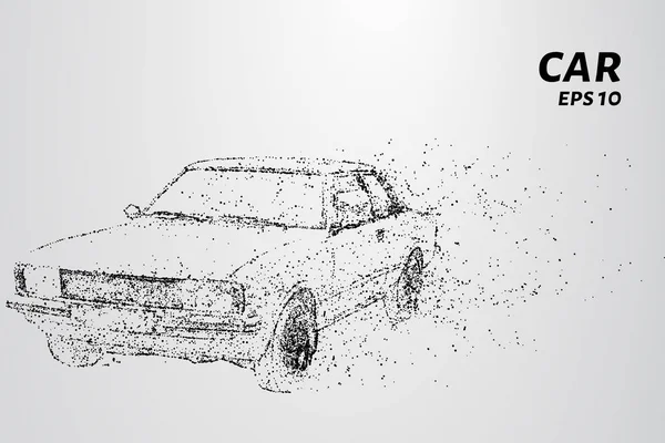 O carro é composto por pontos e círculos. Carro o vento sopra as partículas. Ilustração vetorial . —  Vetores de Stock