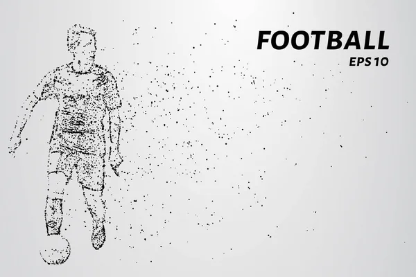 Um jogador de futebol consiste em pontos e círculos. Um jogador de futebol chuta a bola. Ilustração vetorial . — Vetor de Stock