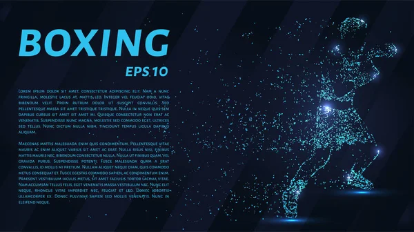 Noktalarından oluşan boksör. Parçacıklar koyu arka plan üzerinde bir boksör şeklinde. Vektör çizim. Boks kavramı
