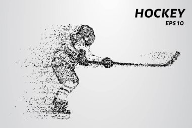 Parçacıkların hokeyi. Hokey küçük moleküllere ayrılır. Vektör illüstrasyonu.