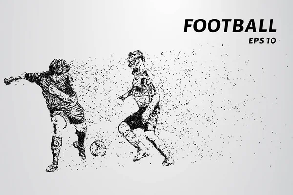 Futebol das partículas. A silhueta de um jogador de futebol compõe-se de pontos e círculos. Ilustração vetorial — Vetor de Stock