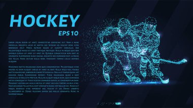 Parçacıkların hokeyi. Hokey küçük moleküllere ayrılır. Vektör illüstrasyonu