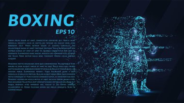 Parçacıkların Kutusu. Ringin köşesindeki boksör. Vektör illüstrasyonu.