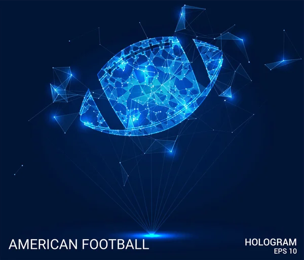 Hologramm American Football Ein Fußballball Aus Polygonen Dreiecken Punkten Und — Stockvektor