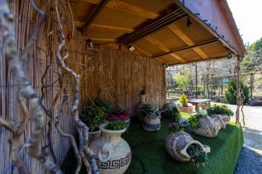 Antik Yunan vazoları dekoratif çiçekler için kap olarak kullanılır