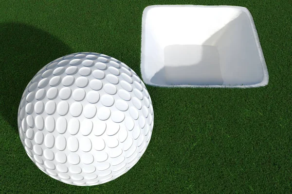 3D render av golfboll framför vita hål — Stockfoto