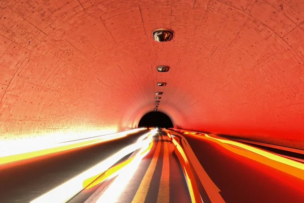 3D візуалізація світлофорів на шосе та бетонному тунелі — стокове фото