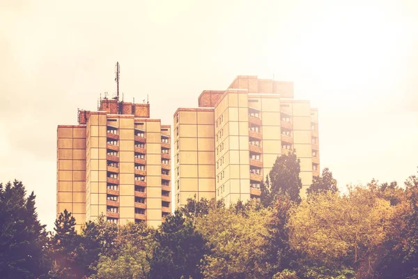 Old Gdr Plattenbau Buildings Autumn Warm Sunlight — Stock Photo, Image