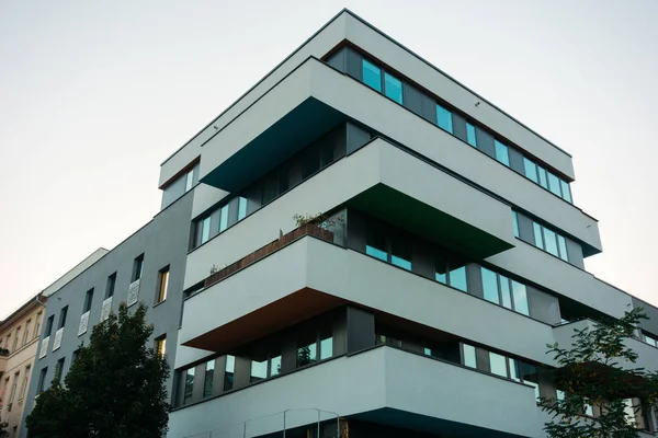 Balcon Design Futuriste Sur Immeuble Appartements — Photo