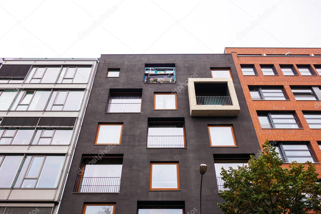 modern apartment houses in a row
